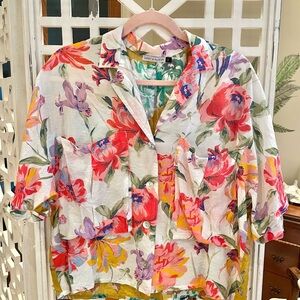 Floral Button Down Shirt - Multicolor